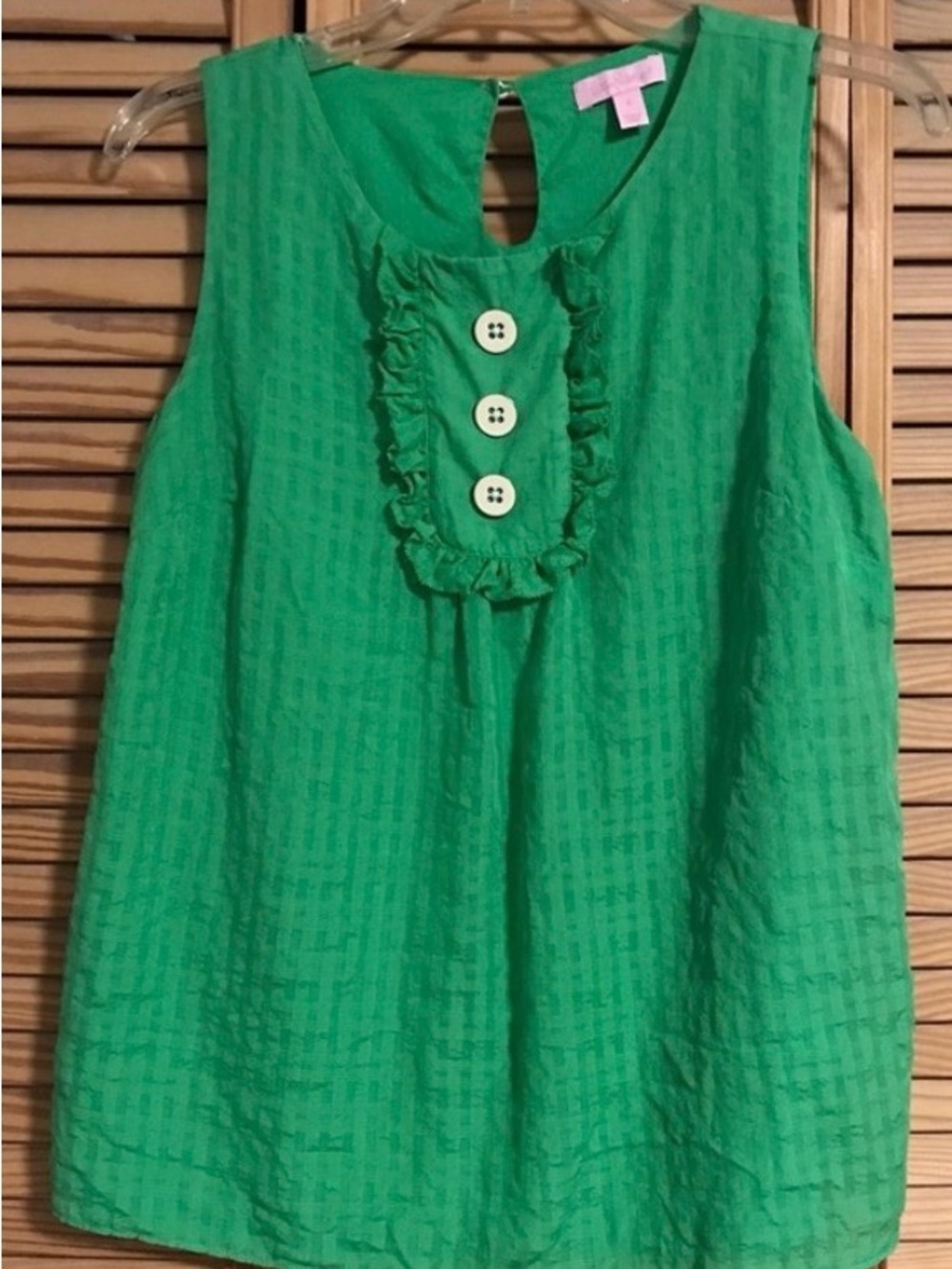 Lilly Pulitzer Green Ruffle-Front Sleeveless Tank